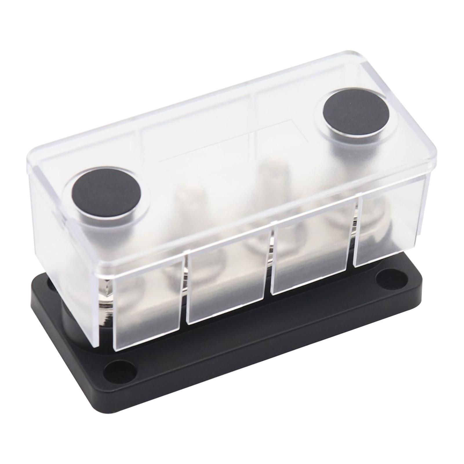 300A Power Distribution Block Bus Bar 4 x 3/8 48V DC Busbar Box with Transparent Cover