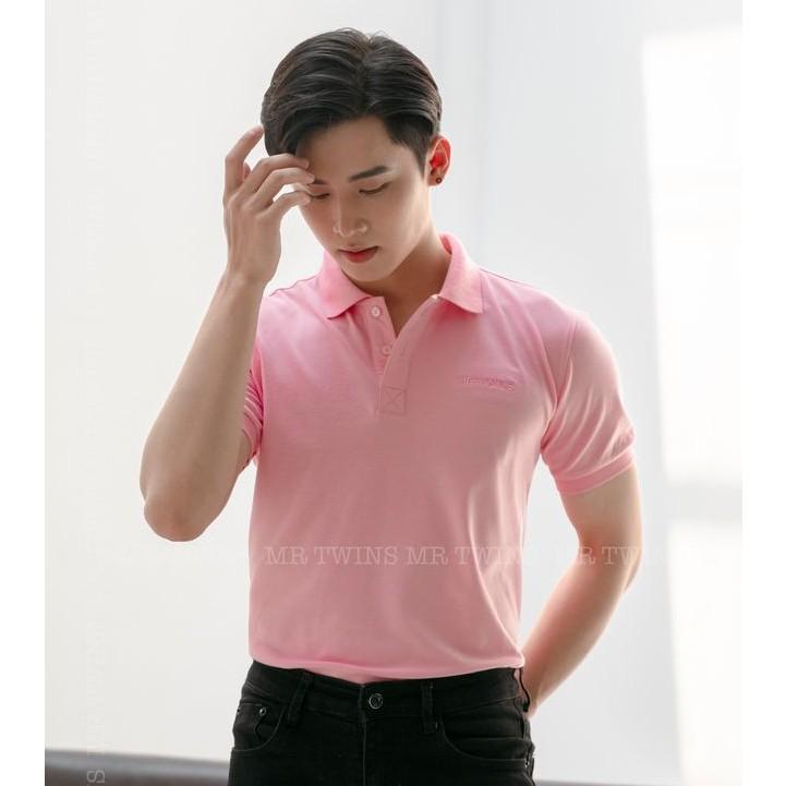 Áo Thun Polo Nam Cổ Bẻ Basic Màu Hồng Phấn Vải Cotton Cá Xấu Thương Hiệu Mr Twins
