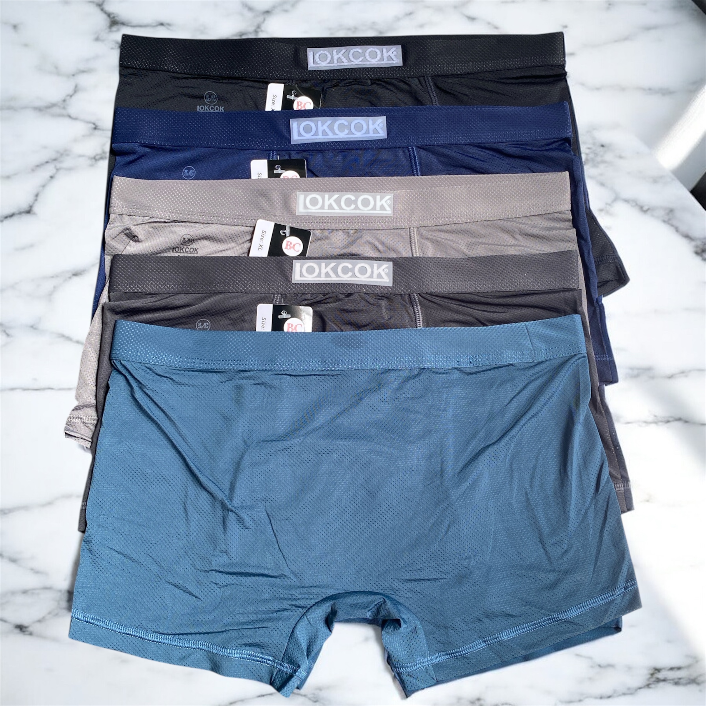 Combo 5 Quần Lót Đùi Nam Boxer Thun Lạnh Thông Hơi Trơn LokCok 906 Size M-3XL
