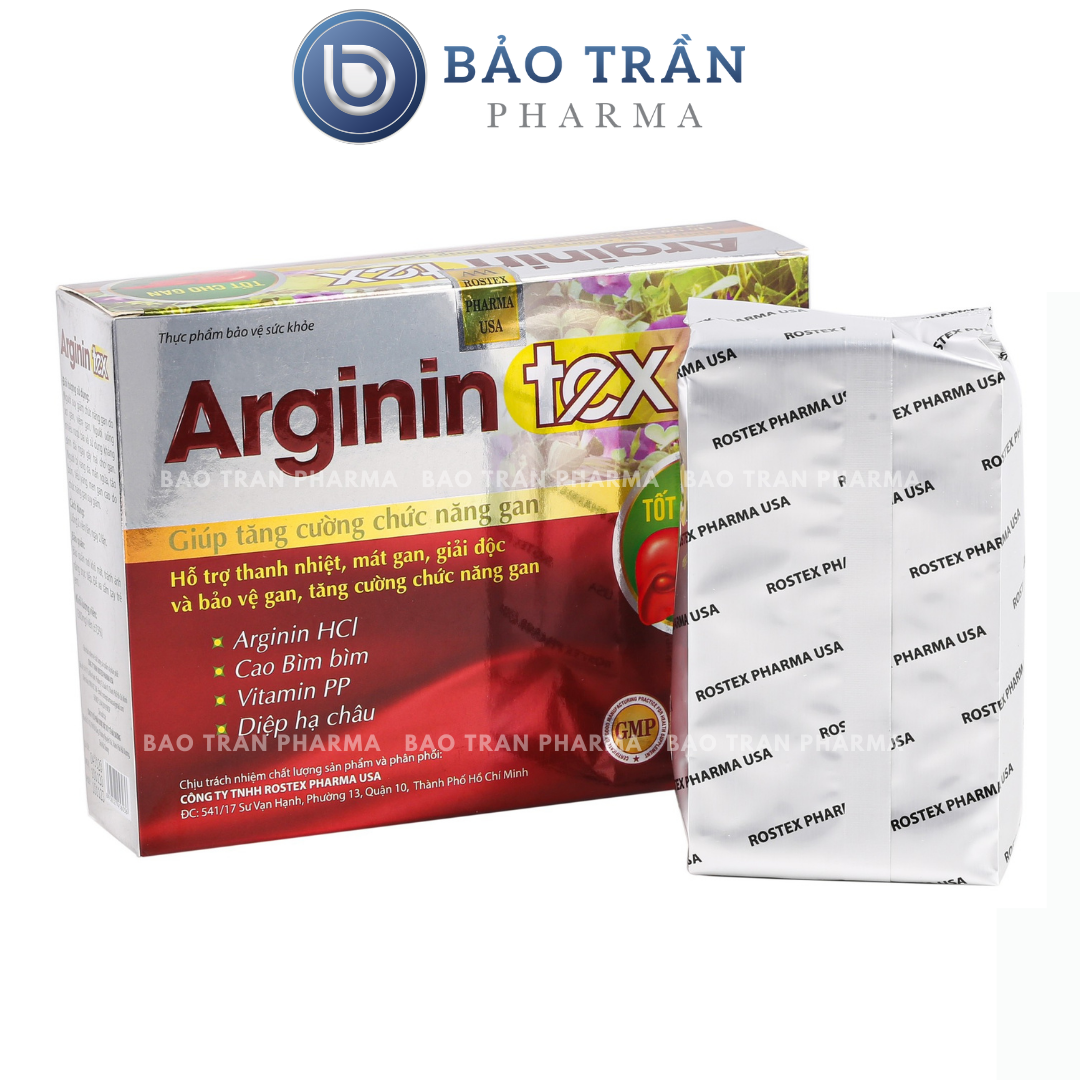Viên uống ARGININ TEX bảo vệ , làm mát , giải độc , hạ men gan- HỘP 60 Viên