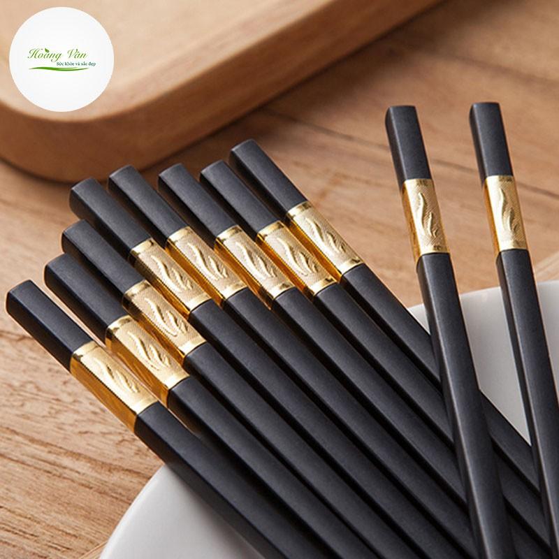 Bộ 10 đôi đũa khảm vàng phong cách Hàn Quốc - dài 27cm