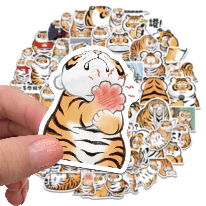 Sticker hổ béo cute Sẵn Hình Dán Trang Trí Mũ Bảo Hiểm Laptop Điện Thoại Ván Trượt Sổ tay Notebook