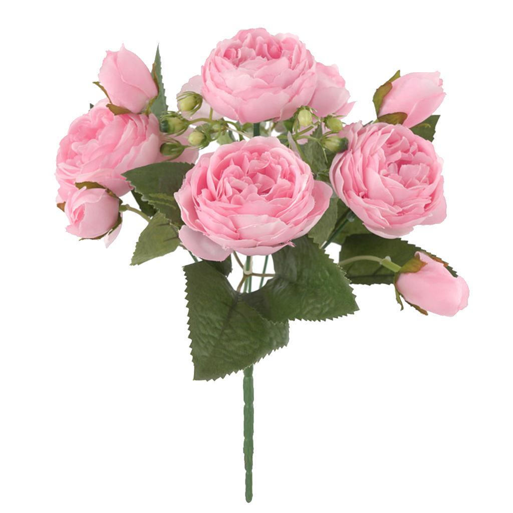 2X Artificial Silk Peony Bridal Bouquets for Wedding Home Decoration Pink