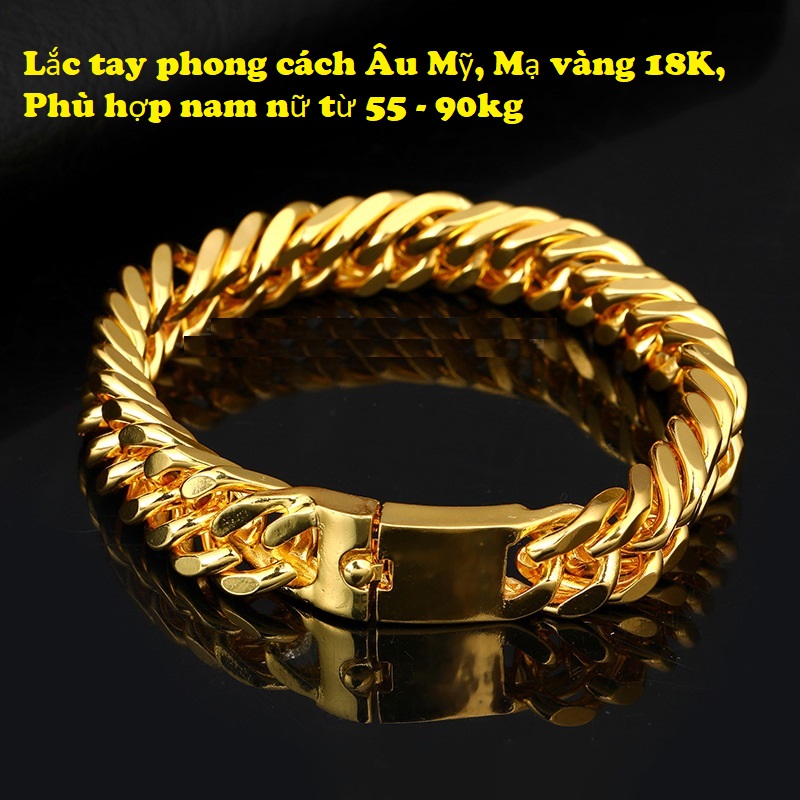 Lắc tay mạ vàng 18K, Phong cách Âu Mỹ,  Kèm vòng tay teen silicon LUMINOUS