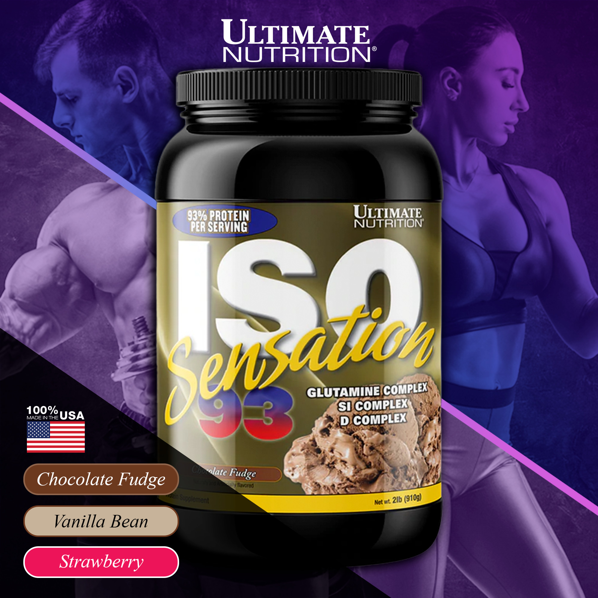 Sữa tăng cơ giảm mỡ Iso Sensation 93 Ultimate Nutrition kích thích tăng trưởng cơ nạc (Hũ 910g