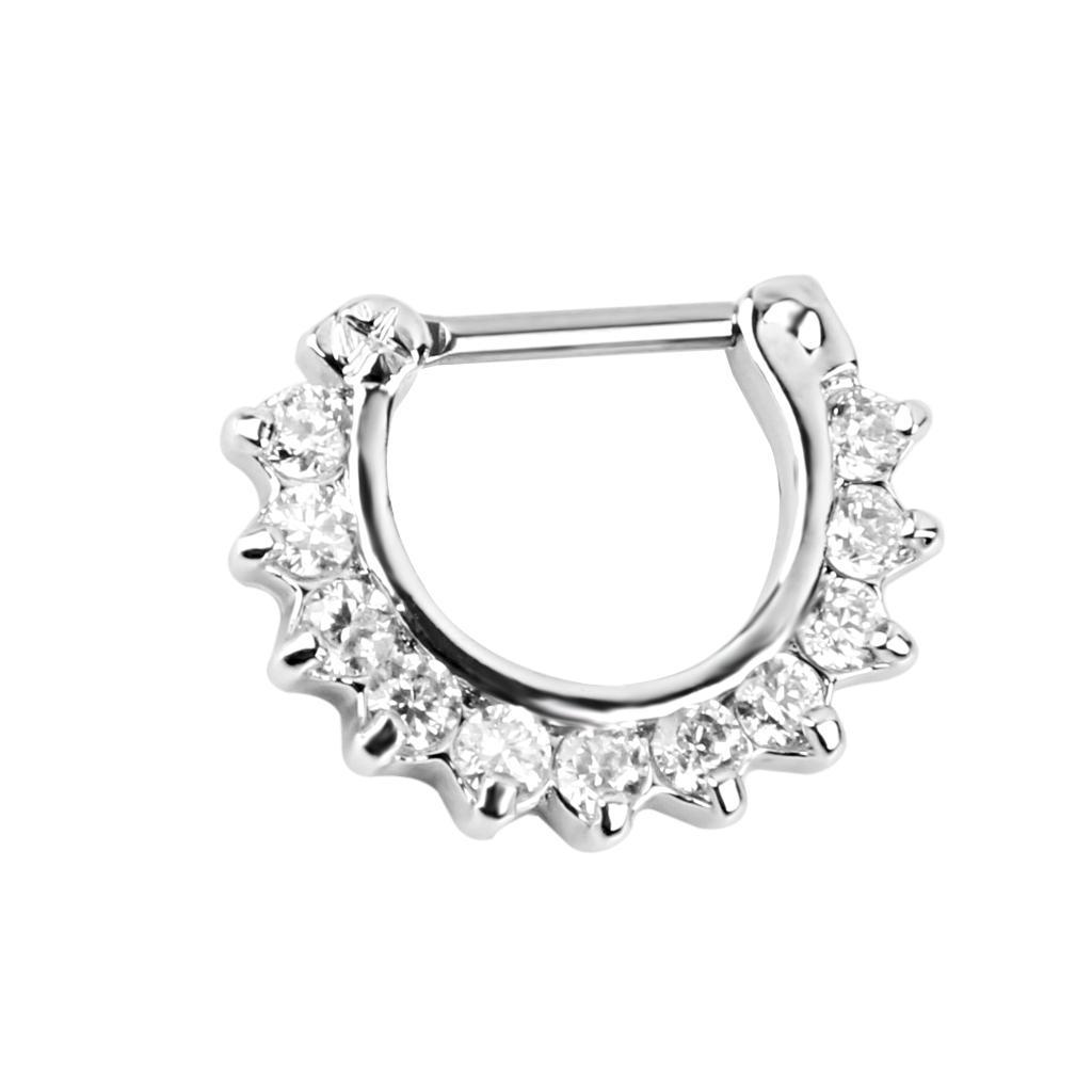 14G Diamante Crystal Septum Clicker Nose Shield Ring Helix Piercing Jewelry