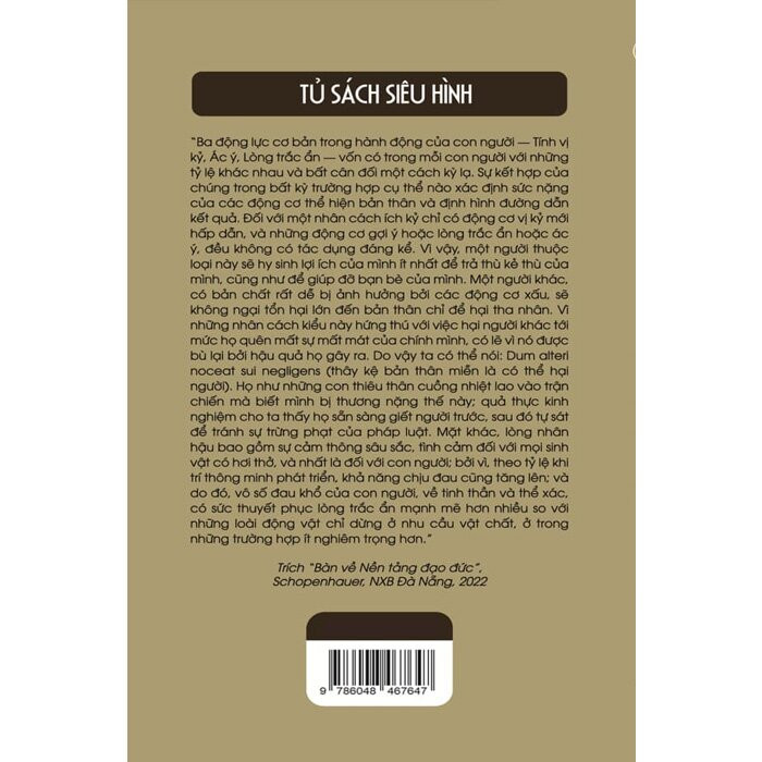 BÀN VỀ NỀN TẢNG ĐẠO ĐỨC - Arthur Schopenhauer - Thiên Trang dịch - (bìa mềm)