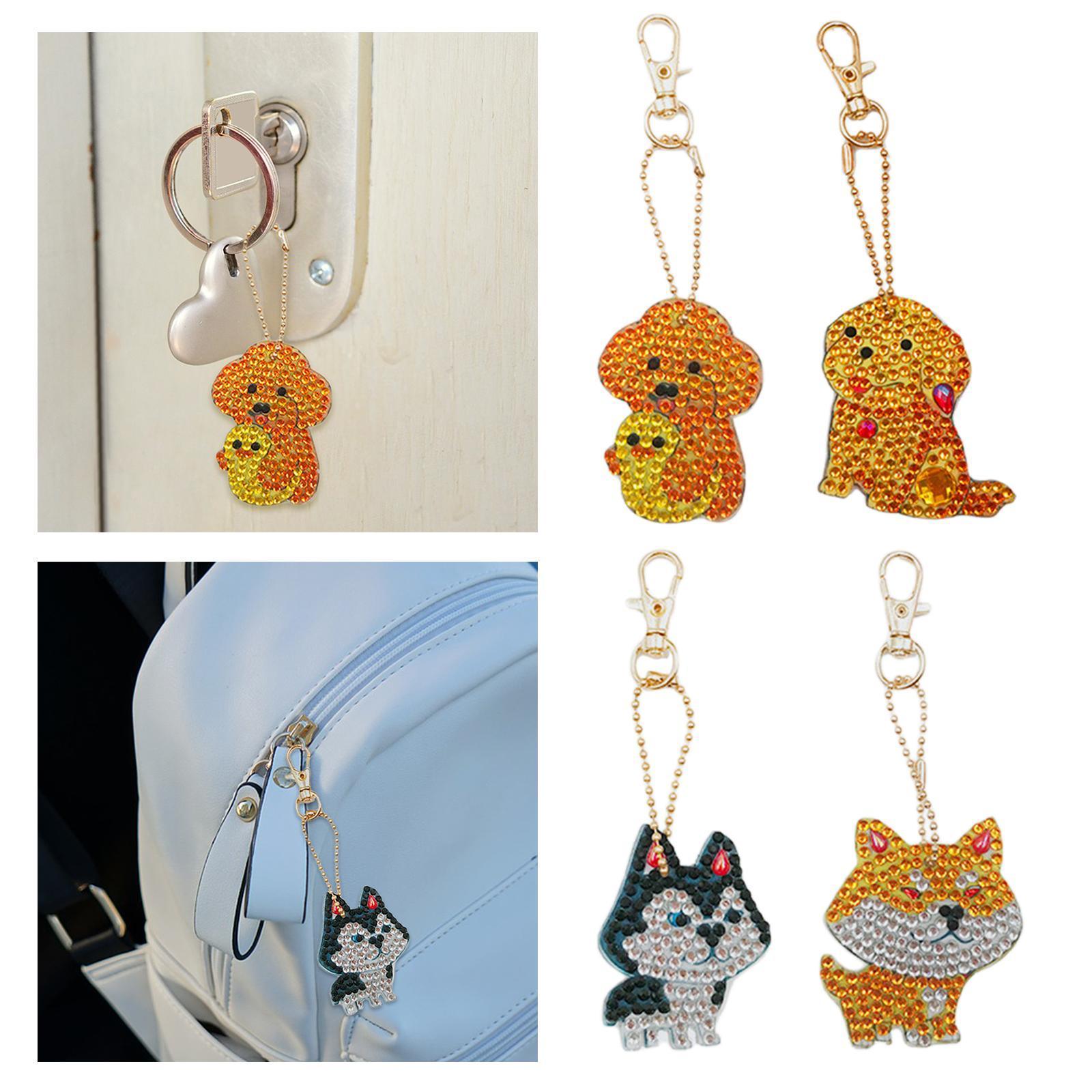 4x Keychain DIY Rhinestone Key Chain for Phone Wallet Decor