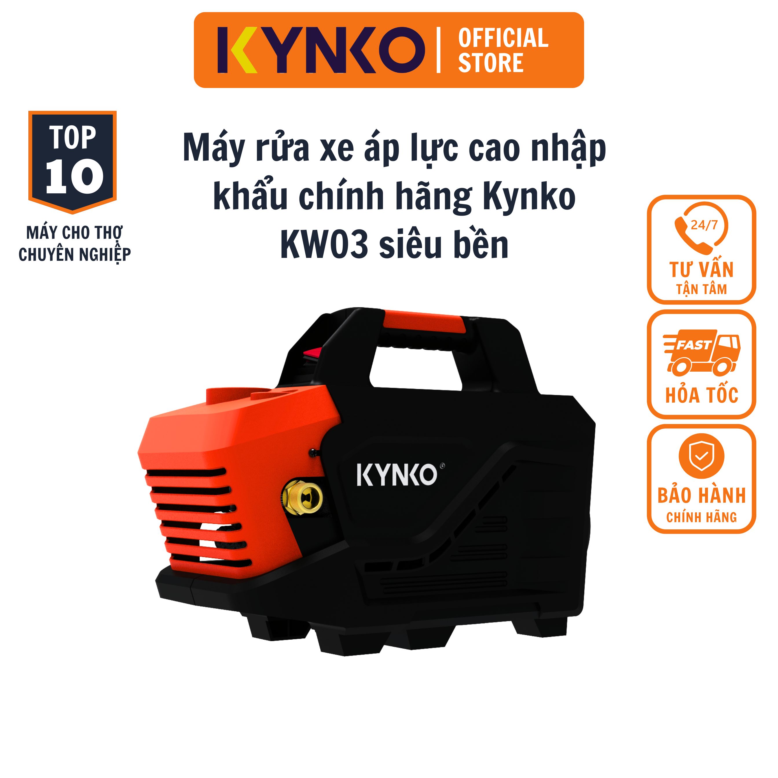 Máy rửa xe áp lực cao nhập khẩu chính hãng Kynko KW03 siêu bền