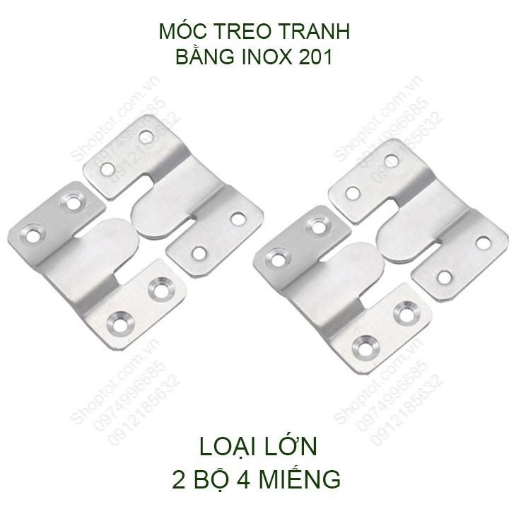 4 miếng móc treo tranh bằng inox 201, có loại lớn nhỏ tùy chọn