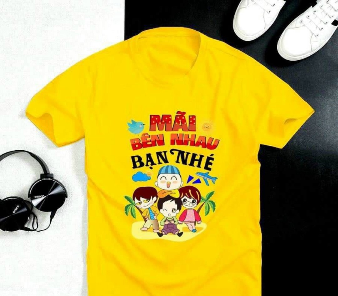 Áo thun in chữ mãi bên nhau bạn nhé