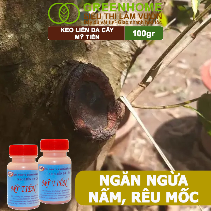 Keo Liền Sẹo Cho Cây Greenhome, Mỹ Tiến, Chai 100gr, Liền Nhanh Vết Cắt Da Cây, Chiết Cành, Tạo Dáng Bonsai, Lan, Kiểng