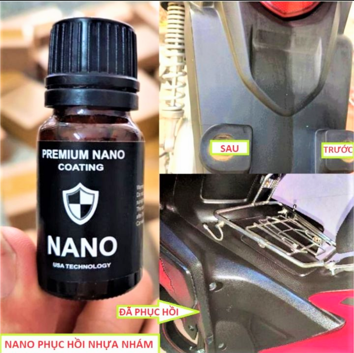 CHAI DUNG DỊCH NANO ĐÁNH BÓNG NHỰA NHÁM XE MÁY XE HƠI ÔTÔ PHỤC HỒI SÁNG BÓNG NHƯ MỚI HÀNG LOẠI TỐT