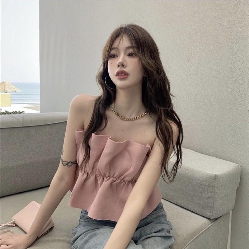 ÁO TUBE HỒNG FREESIZE