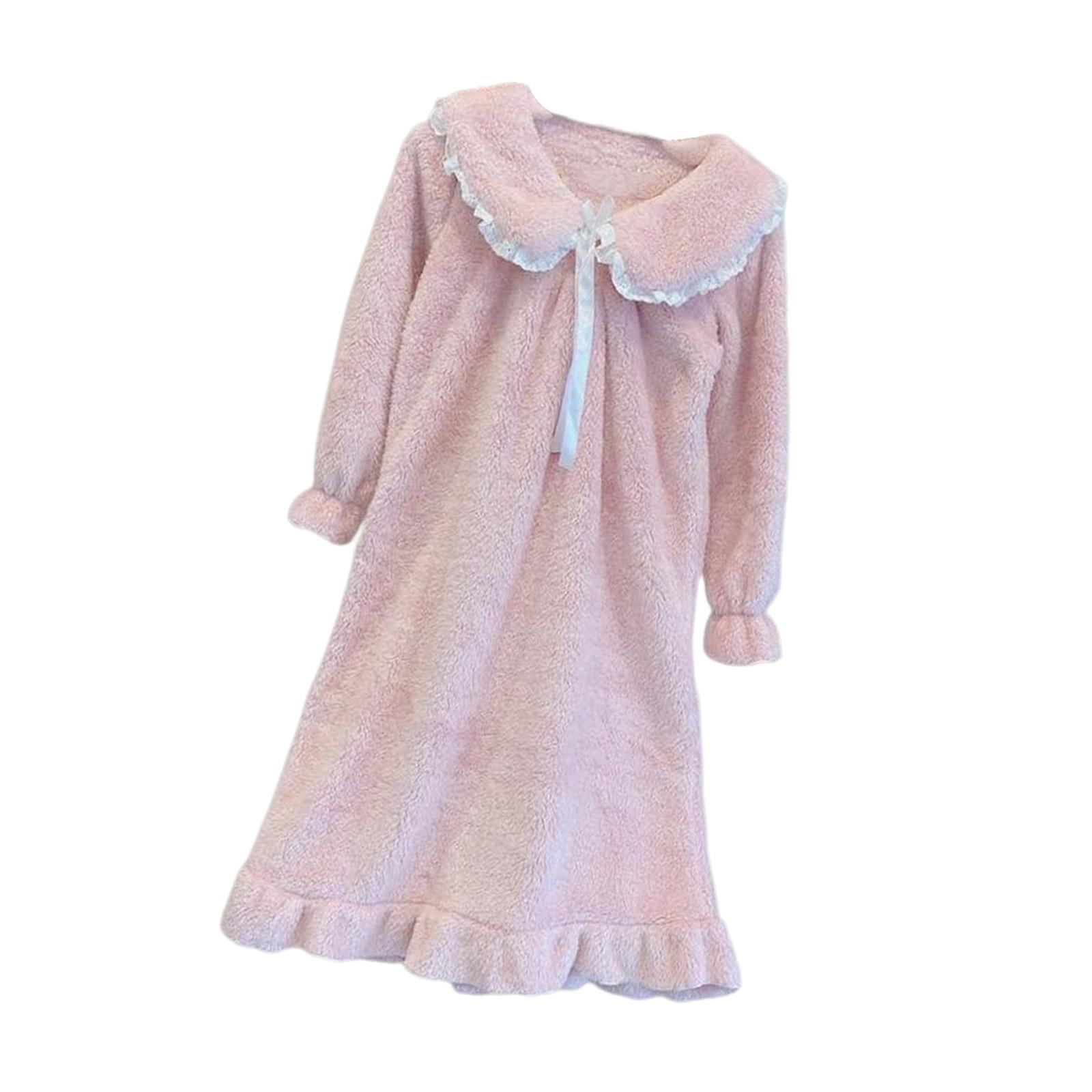 Women Nightdress Winter Plush Loose Fit Sleepshirt Lady Loungewear Nightgown