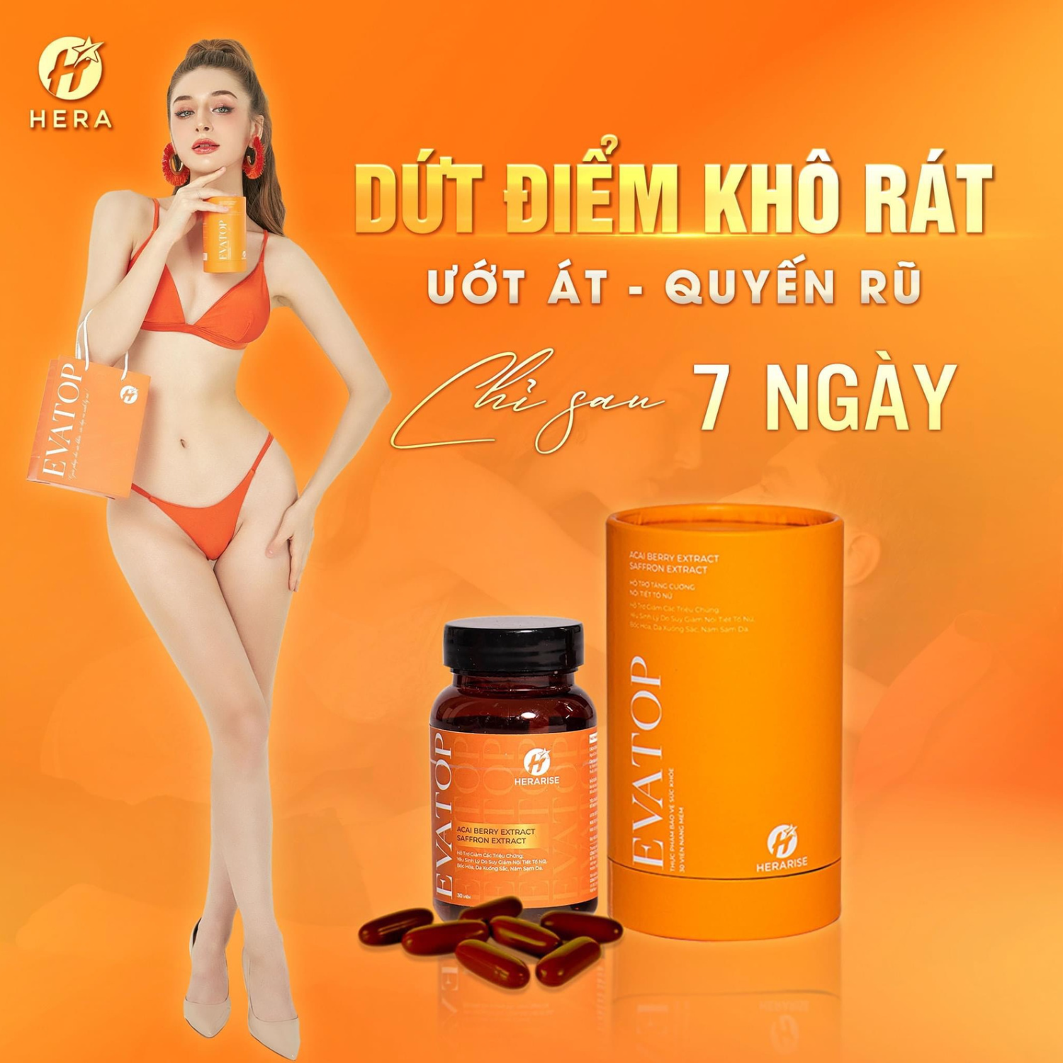 [Mua 2 Tặng 1] Combo 2 Hộp Viên Uống Evatop + Tặng 1 Dung Dịch Vệ Sinh Phụ Nữ Evatop Hera