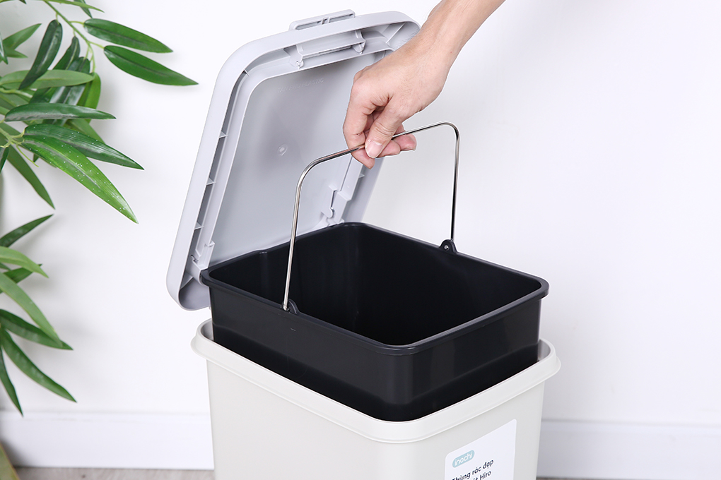 Thùng rác đạp chữ nhật Hiro 10L, 15L, 20L, 30L - Giao màu ngẫu nhiên