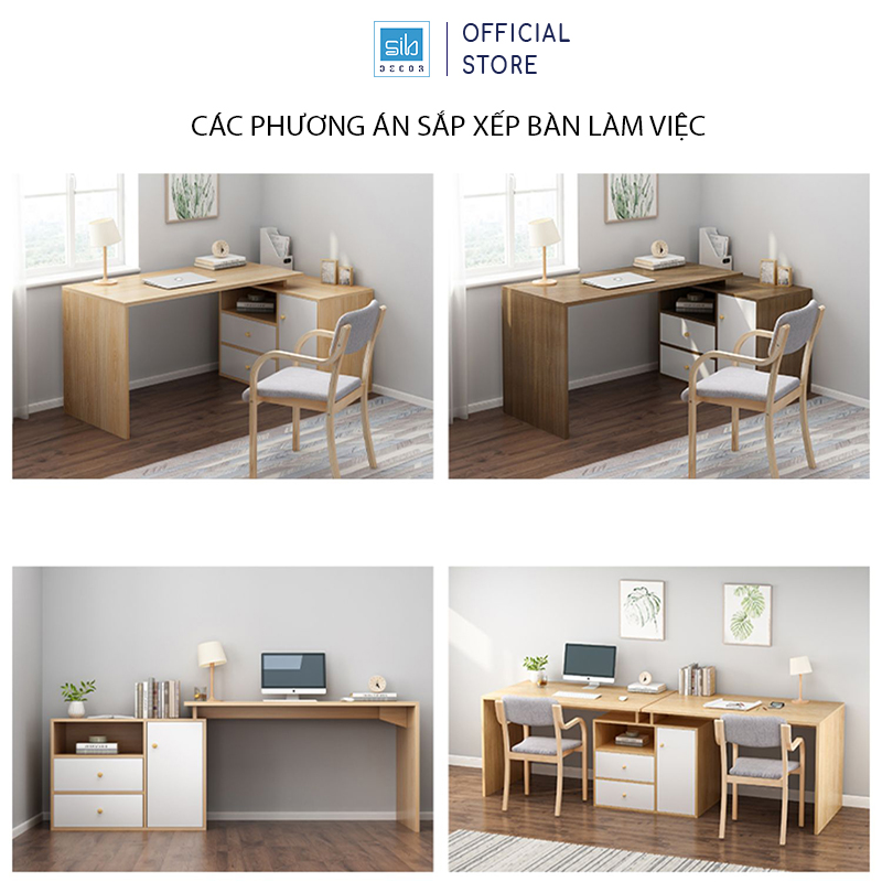 Bàn Làm Việc, Học Tập Cá Nhân Hoặc 2 Người Hiện Đại, Tiện Nghi SIB Decor Cho Học Sinh, Sinh Viên, Văn Phòng (Không Gồm Ghế) 