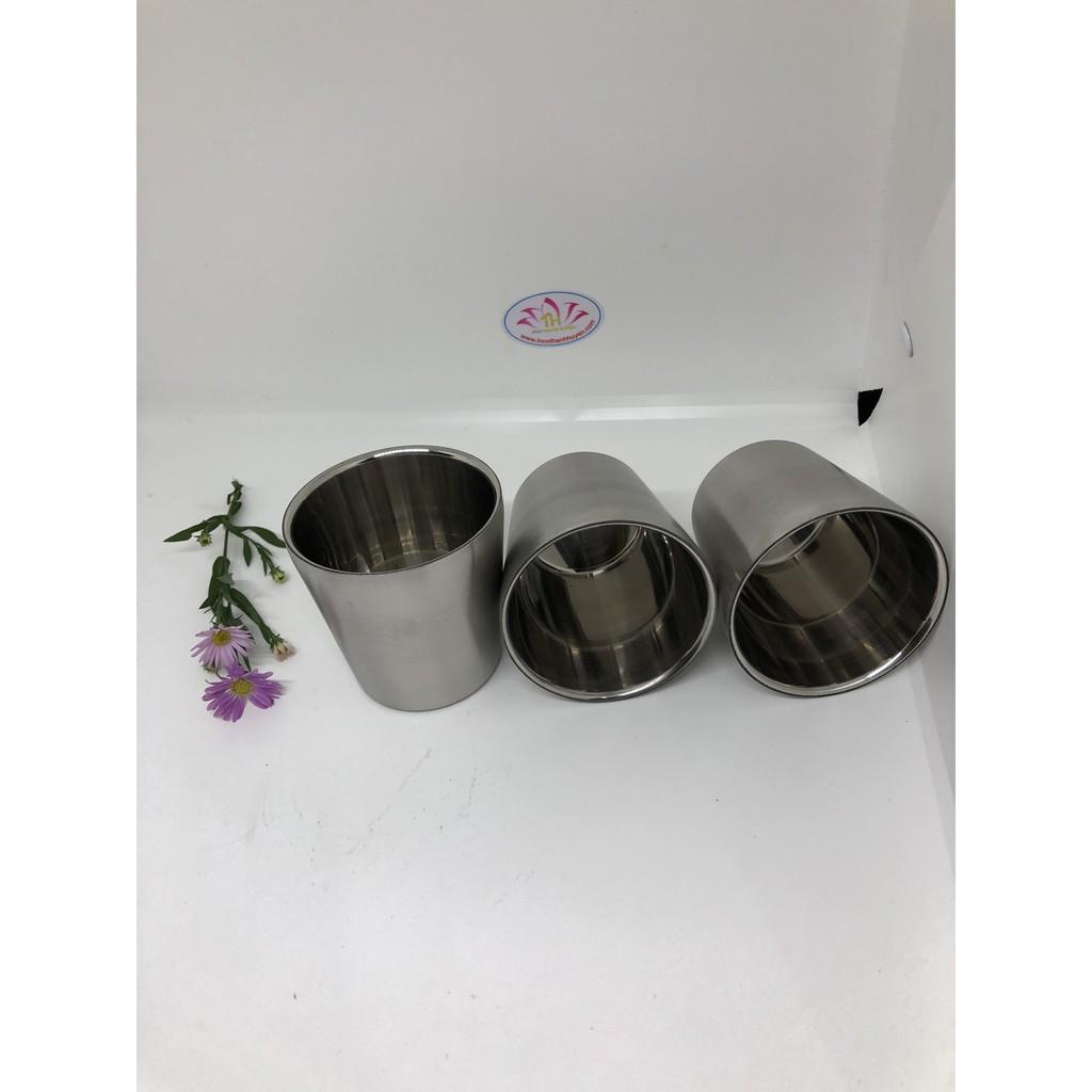 Bộ 3 Ly inox cách nhiệt 304 cao cấp bóng gọn 175ml hoặc 300ml chống nóng tay thích hợp cho người già trẻ em