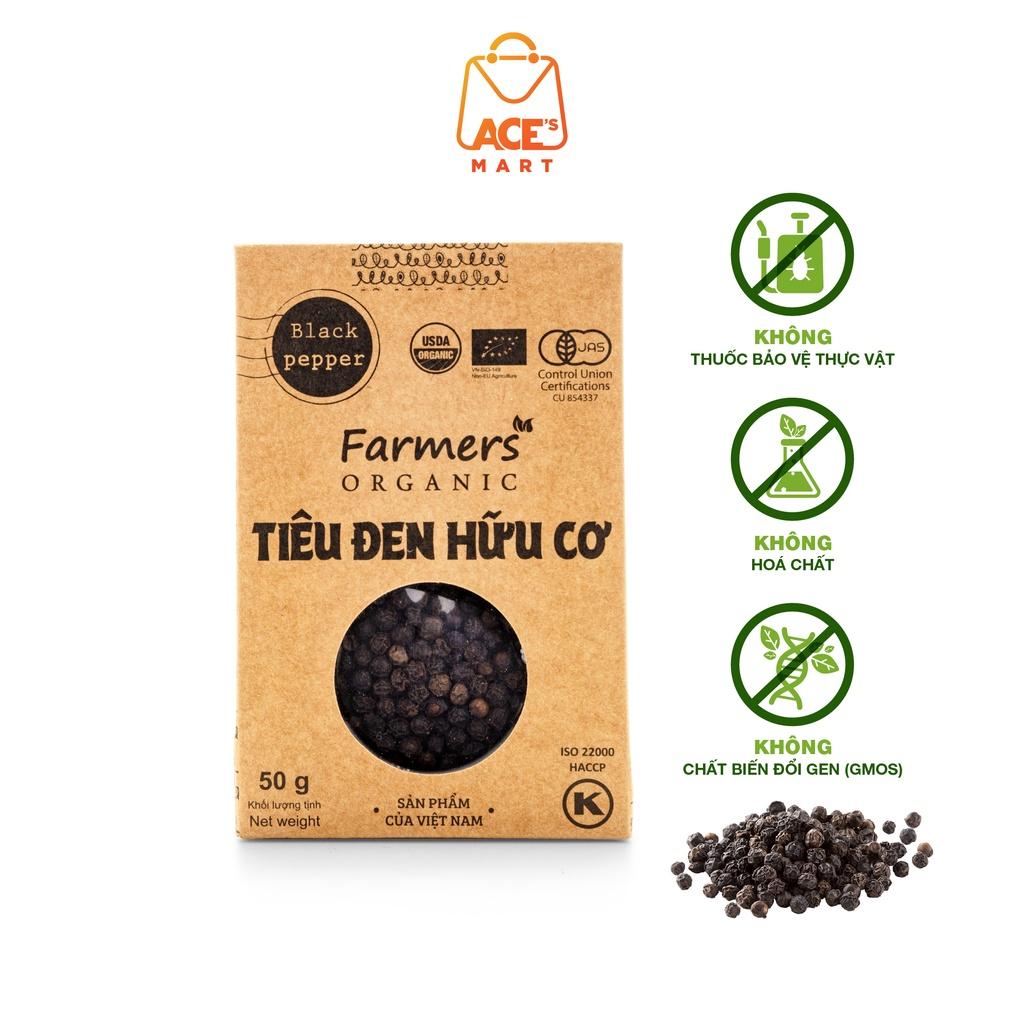 Gói tiêu đen hạt hữu cơ Farmers 50g tiết kiệm, hạt tiêu trắng to sạch, túi giấy thân thiện môi trường organic