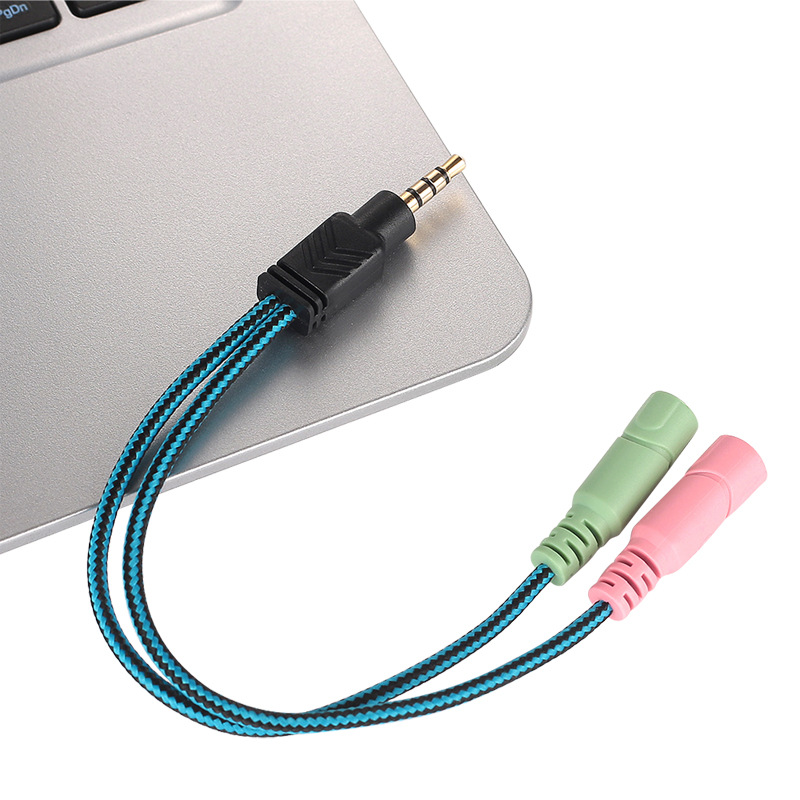 Cáp chia 1 cổng audio 3.5mm ra tai nghe &amp; mic dây dù cao cấp