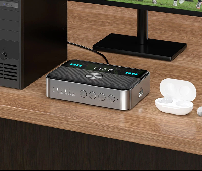 Hàng Chính Hãng - Bộ Thu Phát Bluetooth NFC M13-JA - Chip Bluetooth 5.3 Phạm Vi Kết Nối 20m Giải Mã APTX-HD TÍch Hợp DAC Cao Cấp Màn Hình LED Đèn RGB Đa Kết Nối AUX 3.5mm, RCA, Optical, Coaxial, USB Hỗ Trợ NFC Chế Độ RX TX Pin 1000mAh - ROGTZ
