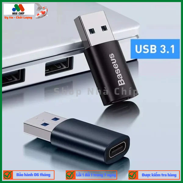 Đầu Chuyển USB Sang Type C tốc độ cao Baseus Ingenuity Series Mini OTG Gen2 (USB-A 3.1 Full Size to Type C, 10Gbps High speed OTG, PD Fast charge Support)- Hàng chính hãng