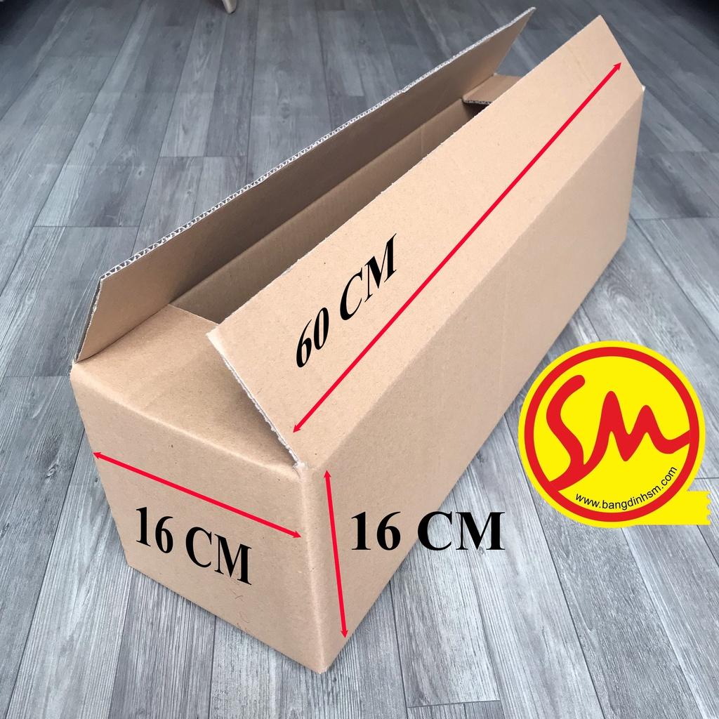 THÙNG CARTON, HỘP CARTON GIÁ RẺ sóng B 3 lớp size 60x16x16 chuyên dùng ĐÓNG GÓI CÁC SẢN PHẨM, VẬN CHUYỂN DỄ DÀNG
