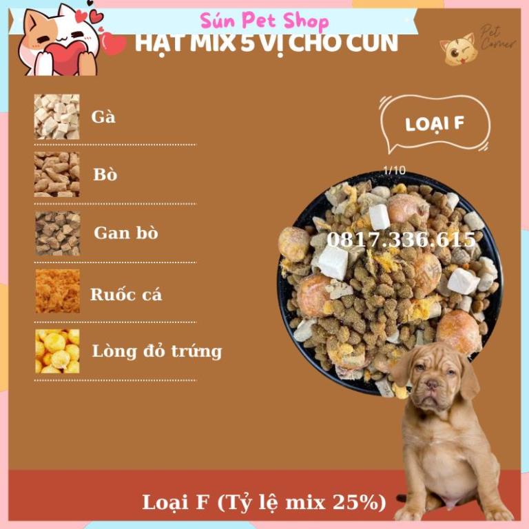 Hạt mix cao cấp cho cún trộn thịt bò, gà, tôm, cá, lòng đỏ trứng, rau củ quả - Thức ăn hạt cho chó kén ăn