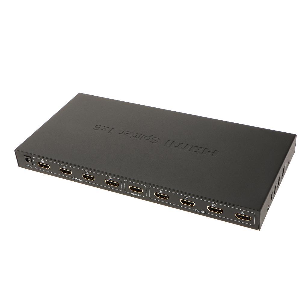 Full HD 1x8 Port HDMI Splitter Amplifier Repeater 3D 1080p Female Switch US Plug