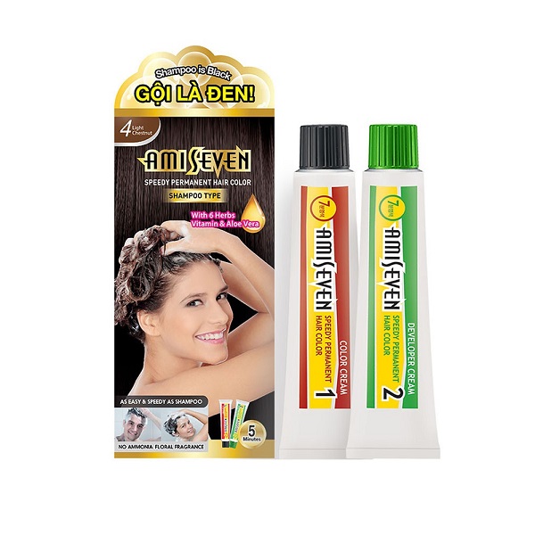 Nhuộm phủ bạc dược thảo DẠNG GỘI Hương Hoa quả AMI SEVEN SPEEDY PERMANENT HAIR COLOR SHAMPOO TYPE   Hàn Quốc