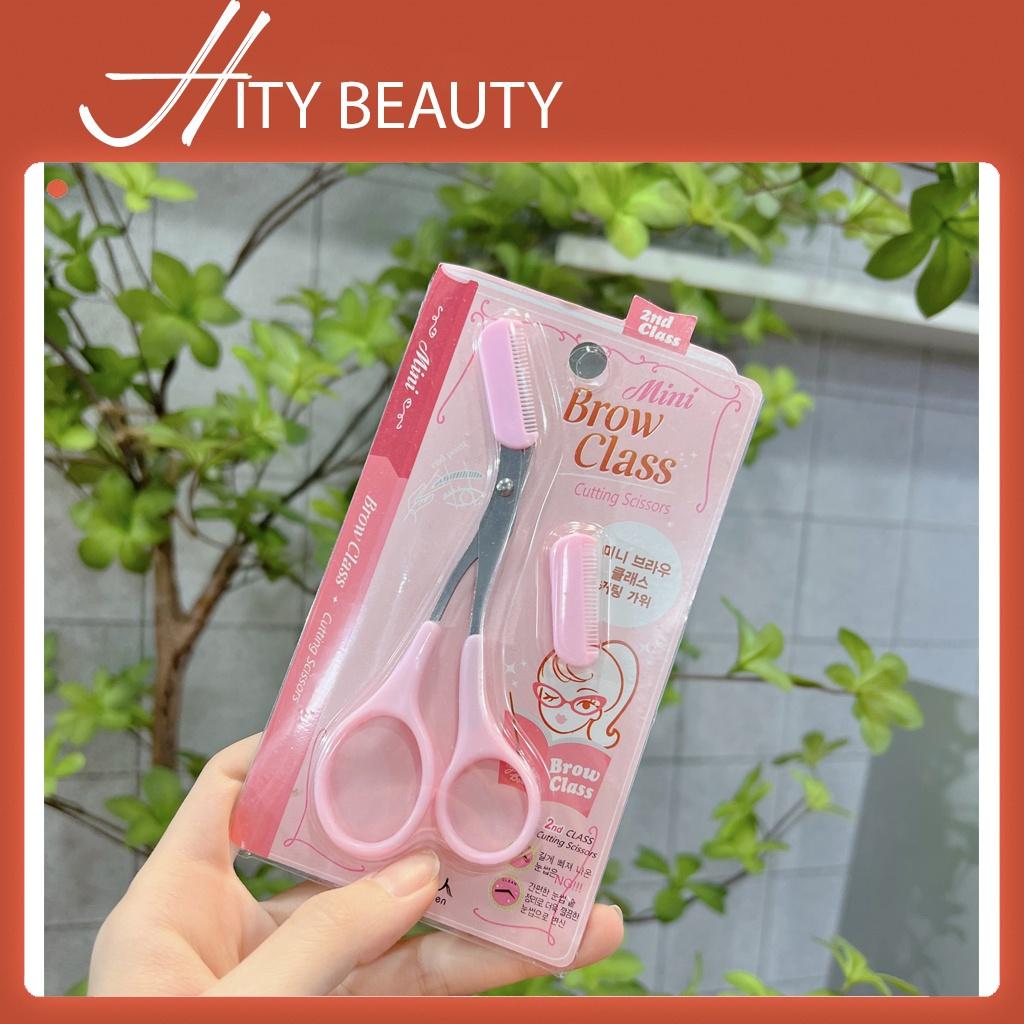 Bộ kéo cắt tỉa lông mày, kèm lược  Hàn Quốc Mini Brow Class cho trang điểm makeup chuyên nghiệp, cá nhân Hity Beauty