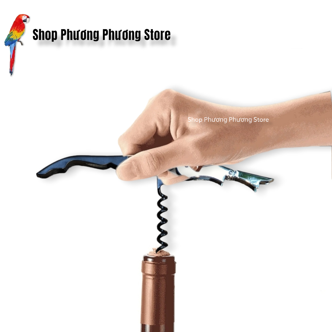 Dụng cụ mở nút chai rrượu vang, con vẹt khui nắp chai bia, khui hộp quà 3 in 1 với chất liệu inox bền đẹp