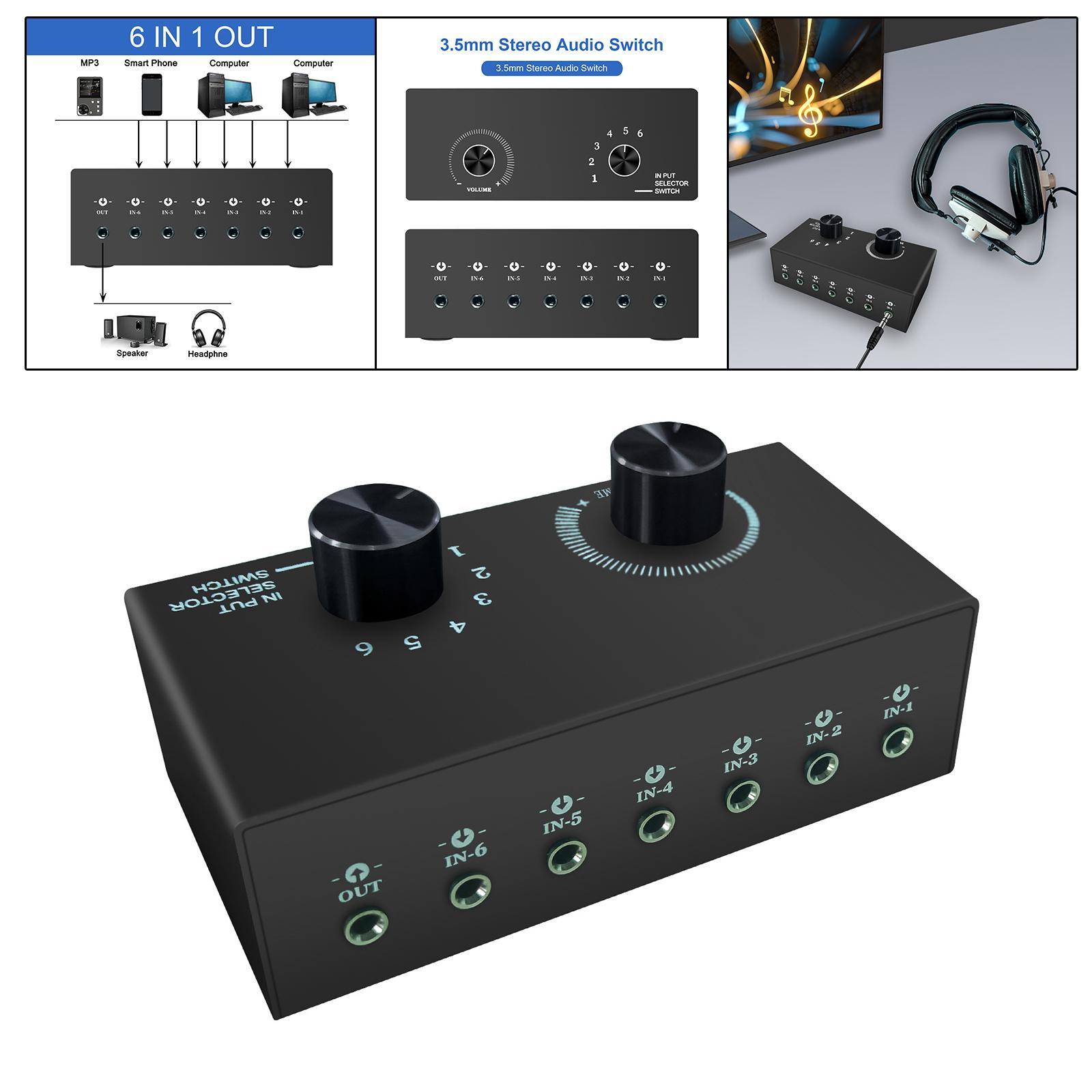 Audio Switch 3.5mm Audio Switcher Lightweight Portable for Headphone PC