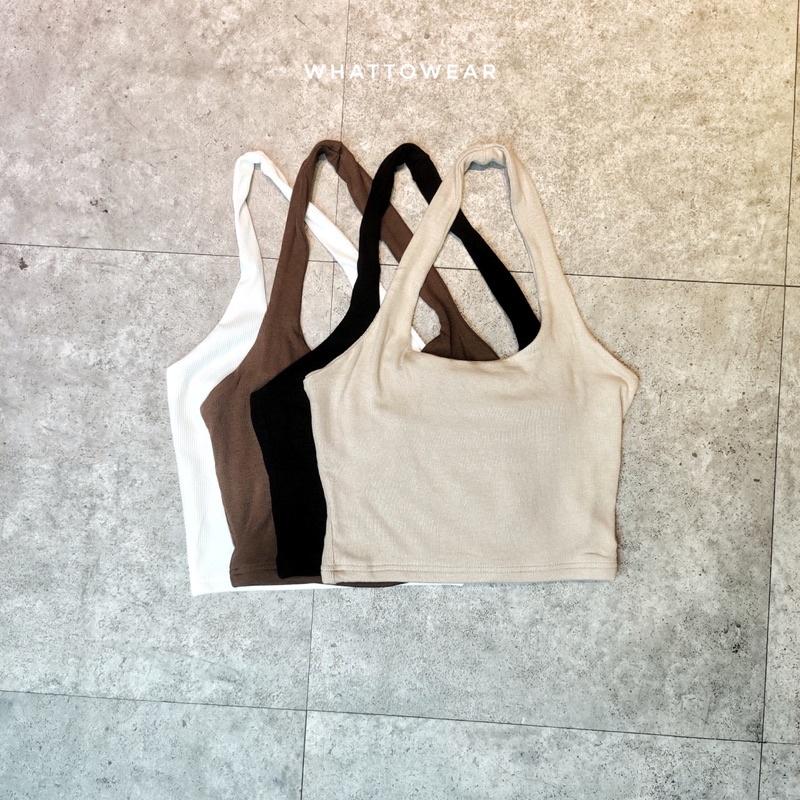 Croptop cổ yếm thun gân 2 lớp mới