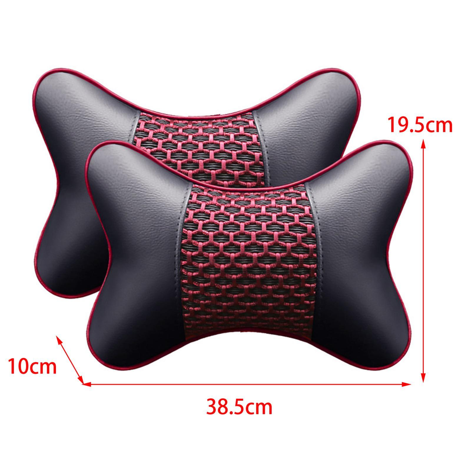 2 Headrest Artificial Leather Comfortable Car Pillow for Living Room