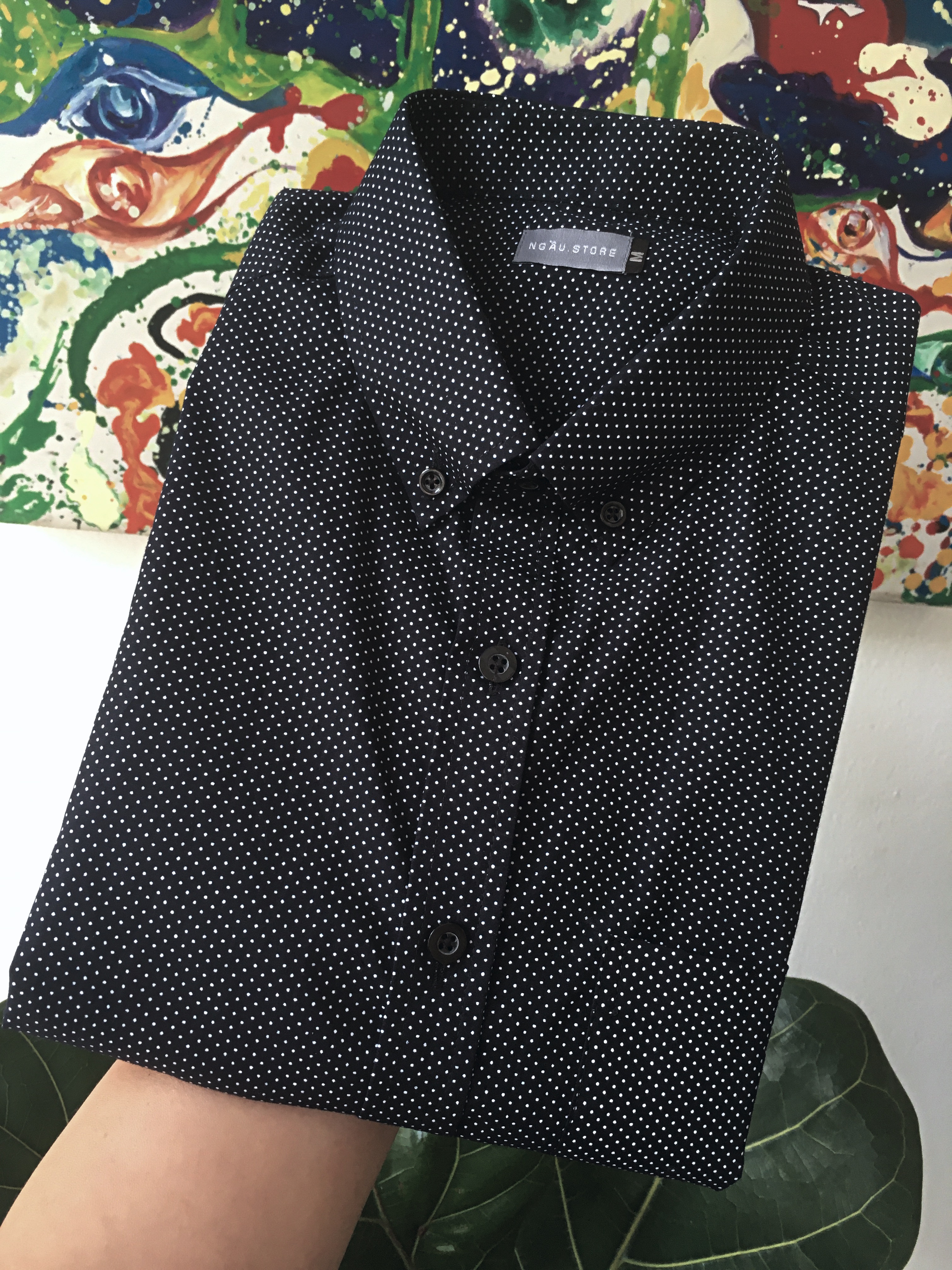 Áo sơ mi dài tay Nam hoạ tiết chấm bi nhỏ, chất cotton mềm,mịn, mát ít nhăn