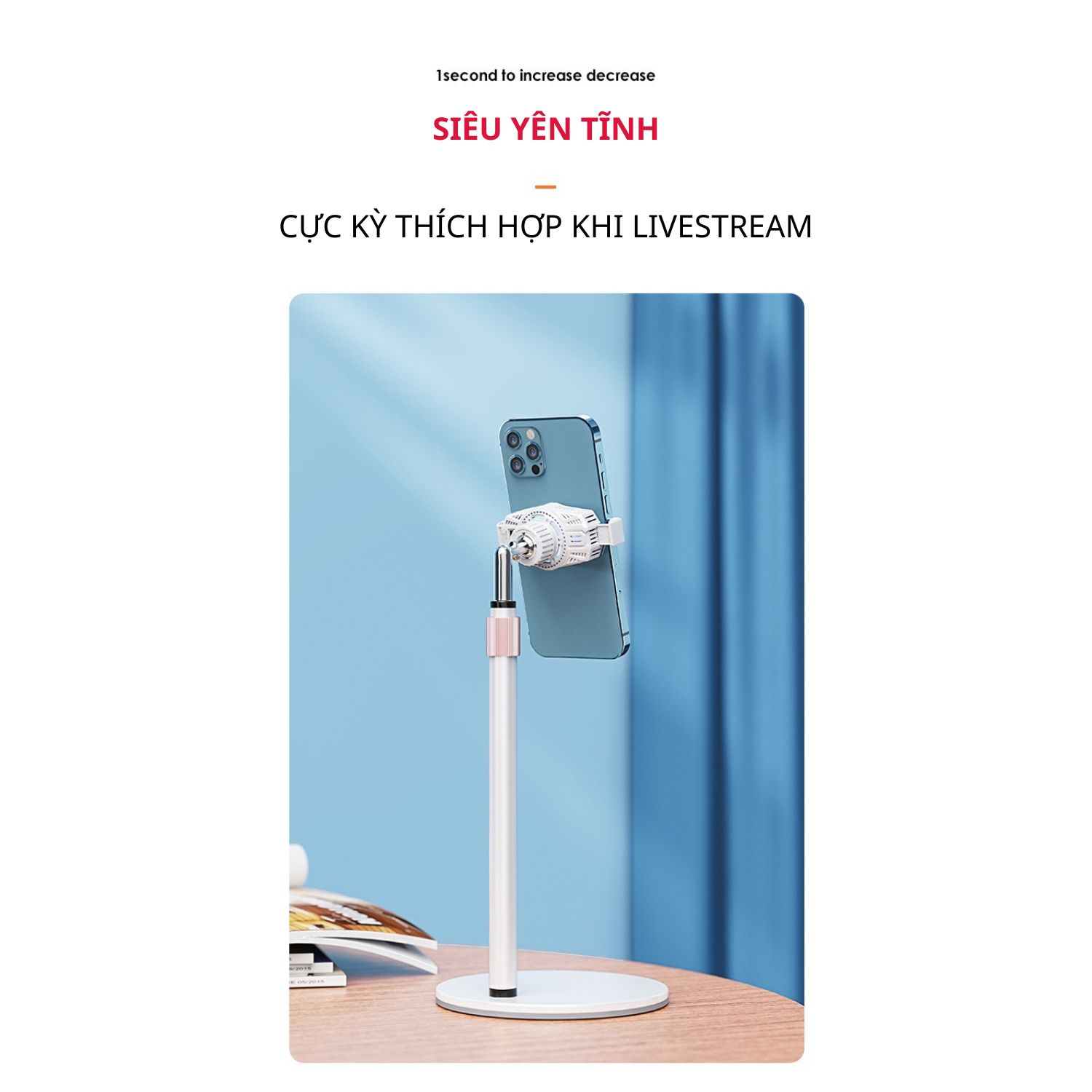 Giá Đỡ Điện Thoại Livestream Chất Liệu Hợp Kim Nhôm Cao Cấp Tích Hợp Quạt Gió LED RGB. Hàng Chính Hãng Tamayoko