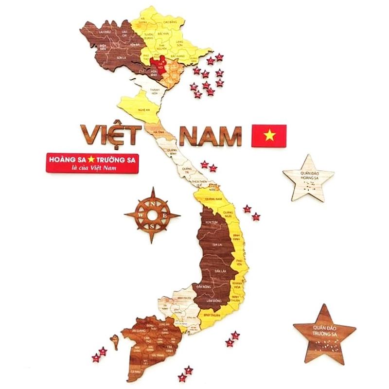 Bộ Tranh Xếp Hình Gỗ Bản Đồ Việt Nam - Size L - 150 x 120 cm - Bách Mộc