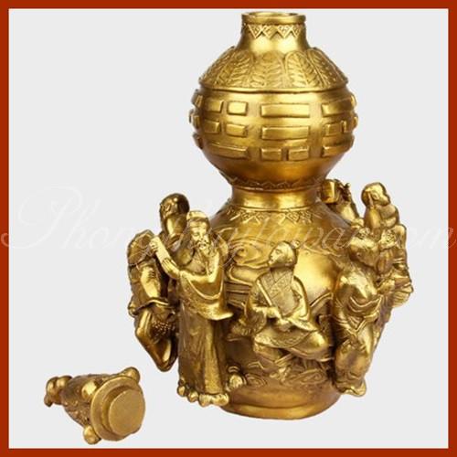 Hồ lô BÁT TIÊN đồng phong thủy nắp mở