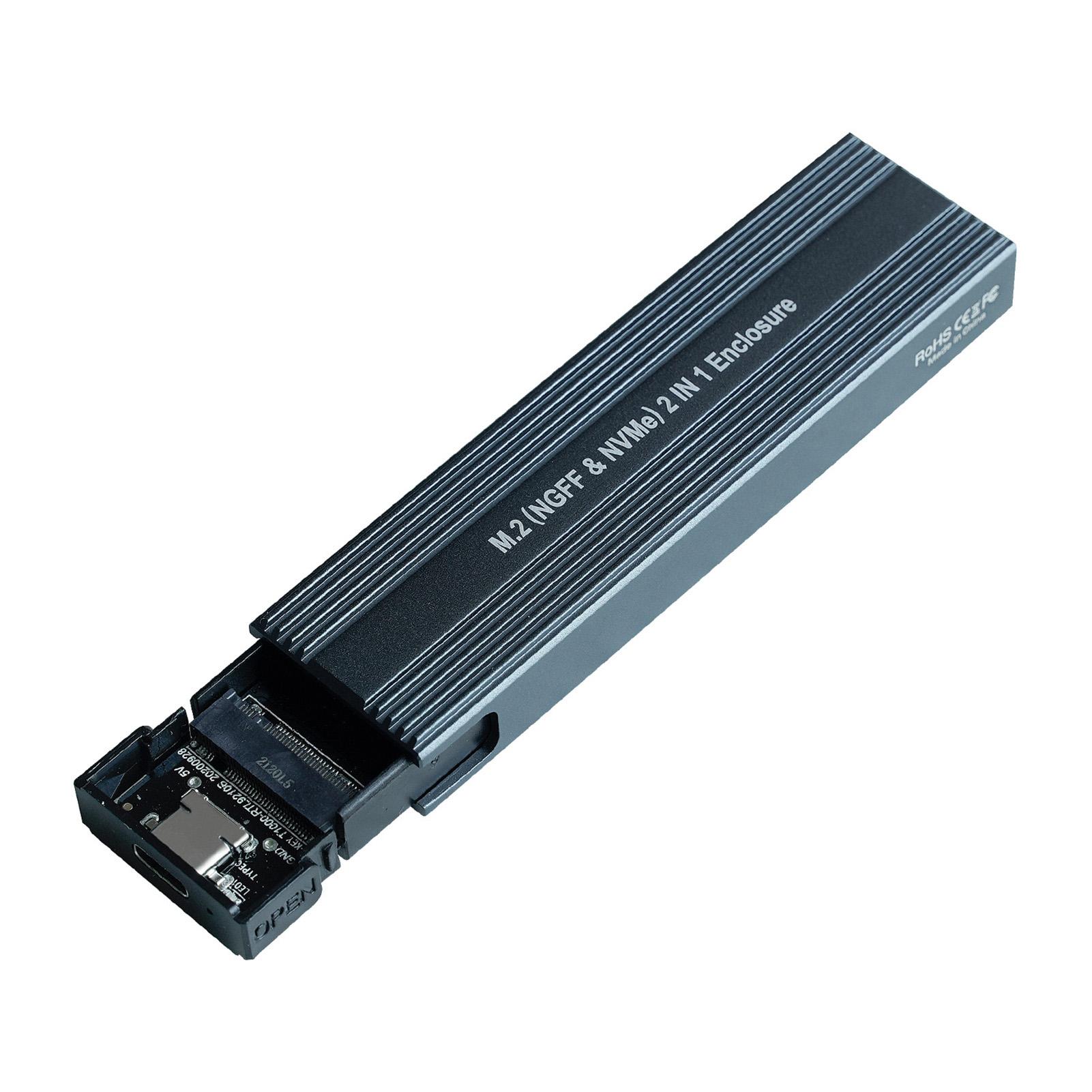 M.2 NVMe&SATA Dual Protocol Mobile Hard Disk Case External SSD Enclosure Fast Transmit Aluminium Magnesium Alloy Shell