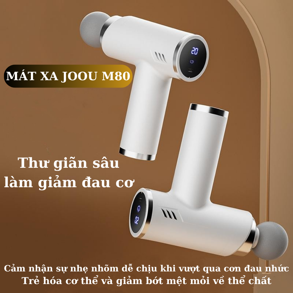Súng Mát Xa Cầm Tay JOOU M80 Thư GIãn Sâu Làm Giảm Đau Cơ, Màn Hình LCD, 20 Tốc Độ, Biên Độ Sâu 80mm