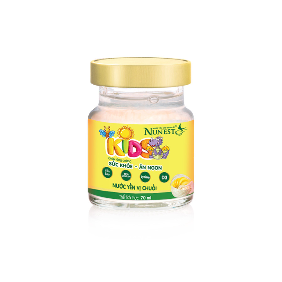 Lốc nước yến cho bé Nunest Kid vị Dâu/Chuối (6 lọ x 70ml)