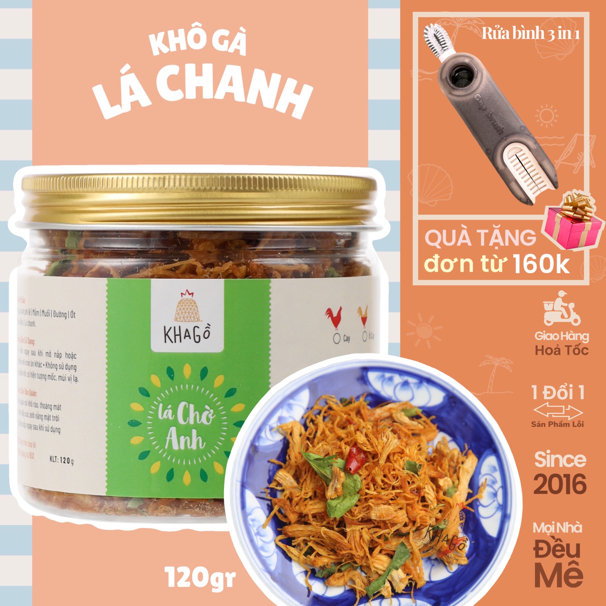 KHÔ GÀ LÁ CHANH 120gr | KHA GỒ | Ăn Vặt Văn Phòng, Du lịch, Tết, Tặng quà, Đặc sản Sài Gòn