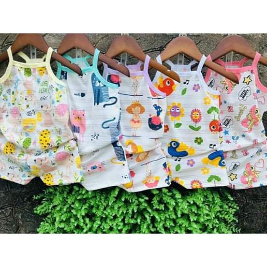 combo 4 bộ 2 dây cotton giấy thái cho bé gái từ 6 đến 18kg