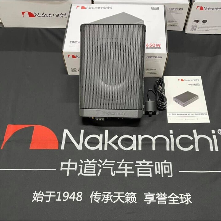 Bộ Loa SUB siêu trầm đặt gầm ghế xe ô tô, thương hiệu Nhật Bản cao cấp NAKAMICHI NBF20.0A - Kích thước Bass: 8 inch - HÀNG NHẬP KHẨU