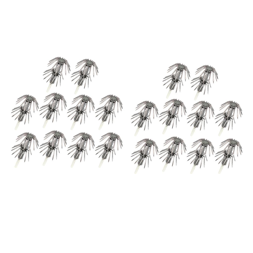 Phép Lạ Chiếu 20 Chiếc Đồng Hồ Thép Không Gỉ Dạ Quang Mực Dụ Móc Câu Cá Egi Jig Móc 040