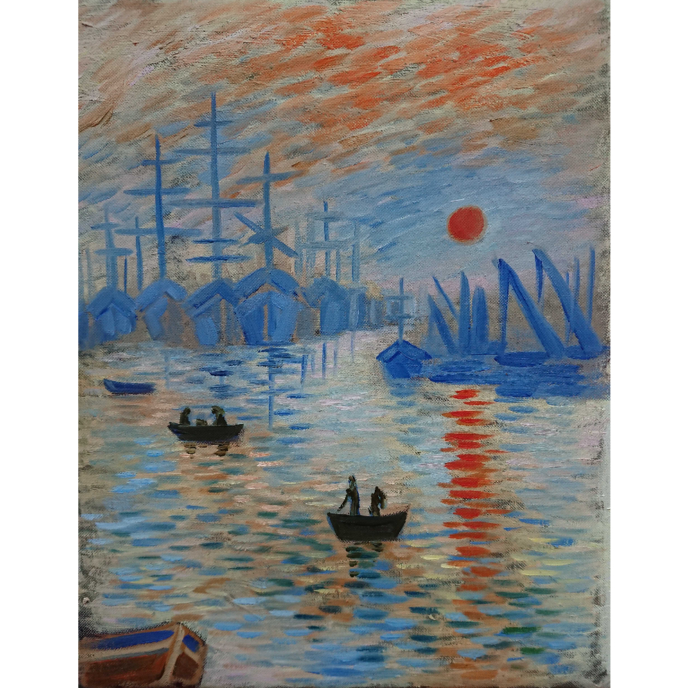 Tranh Sơn Dầu Vẽ Tay 30x40cm - Mặt Trời Mọc (Monet)