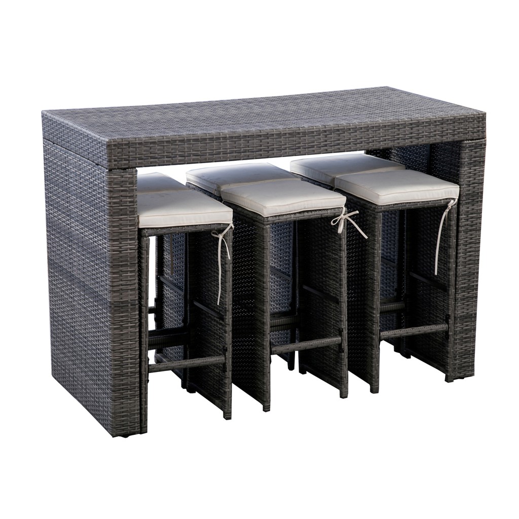 WEGO BỘ BÀN GHẾ MÂY NHỰA NGOÀI TRỜI/ BỘ BÀN ĂN TRONG SÂN VƯỜN 6 CHỖ NGỒI//Outdoor Furniture Rattan Chair Bar set Garden Dining Table 6 seater