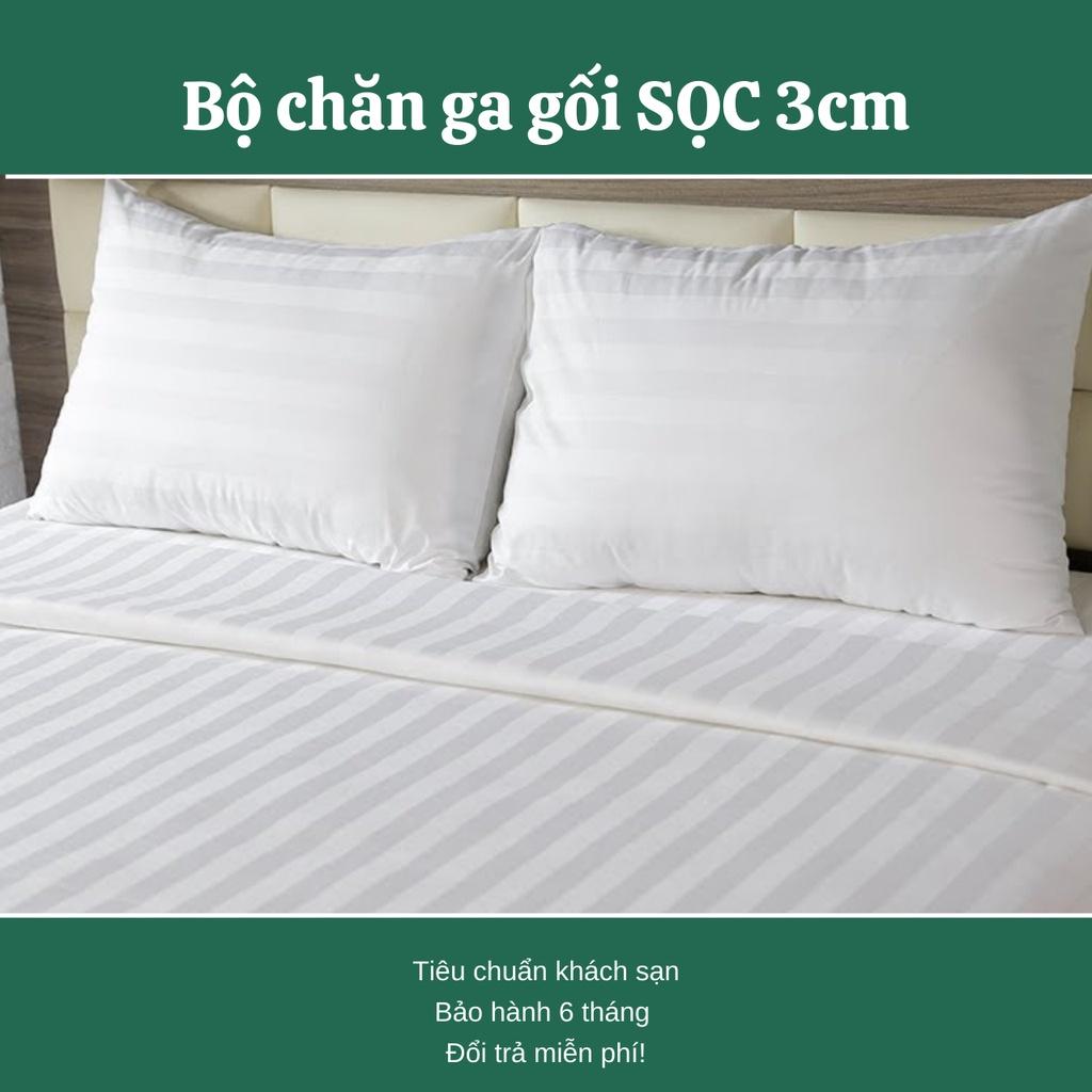Bộ Chăn Ga Gối-bộ chăn ga gối sọc 3cm Cotton Khách Sạn Nhà Nghỉ Homestay Trắng Kẻ Sọc 3cm-LIMPARK